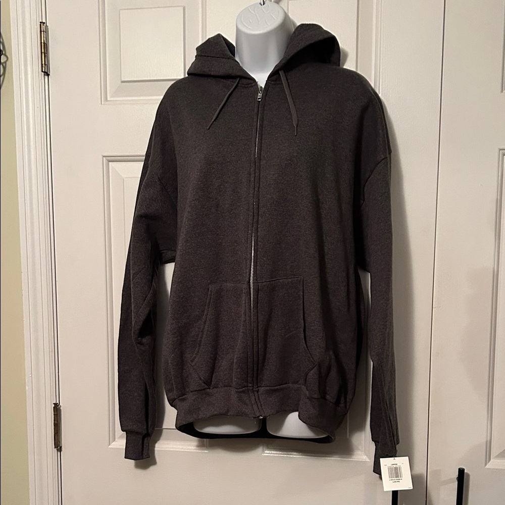 Hanes Men's Charcoal Zip-Up Sweater